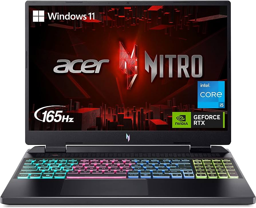 Acer Nitro 16 Gaming Laptop | AMD Ryzen 9 7940HS Octa-Core CPU | NVIDIA GeForce RTX 4070 Laptop GPU | 16 WQXGA 165Hz IPS Display | 16GB DDR5 | 1TB Gen 4 SSD | Wi-Fi 6E | RGB Backlit KB | AN16-41-R5KC